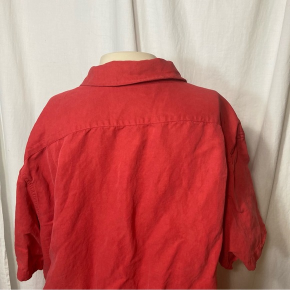 Cremieux Classics men’s button down shirt sleeve shirt linen silk medium red - Picture 8 of 10